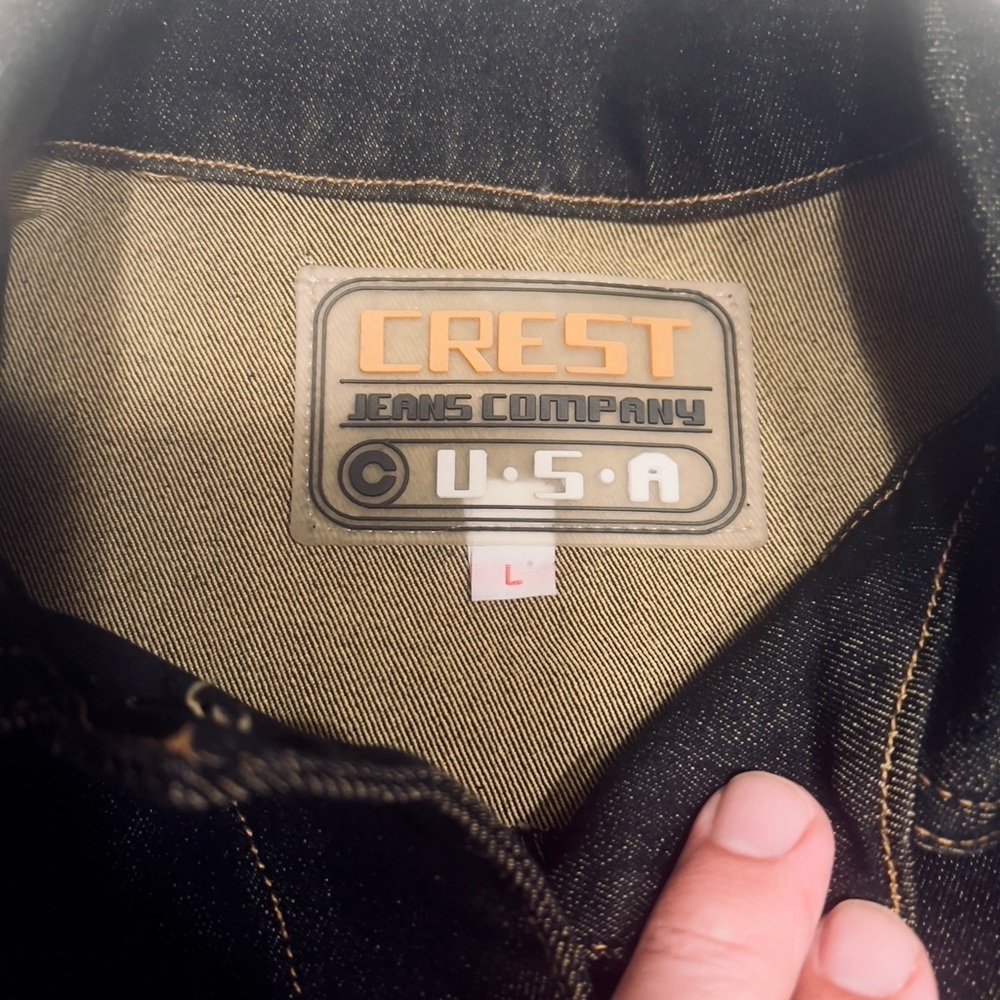 Y2K Crest Black Jean Jacket Classic Denim Style (D4) - Picture 8 of 12